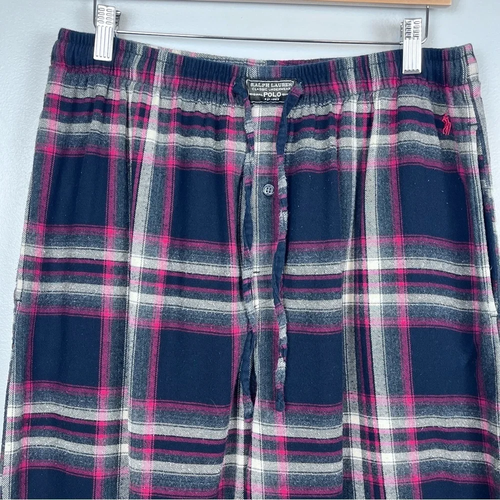 Polo Ralph Lauren 100% Cotton Plaid Drawstring Lounge Pants Size L; Sleepwear